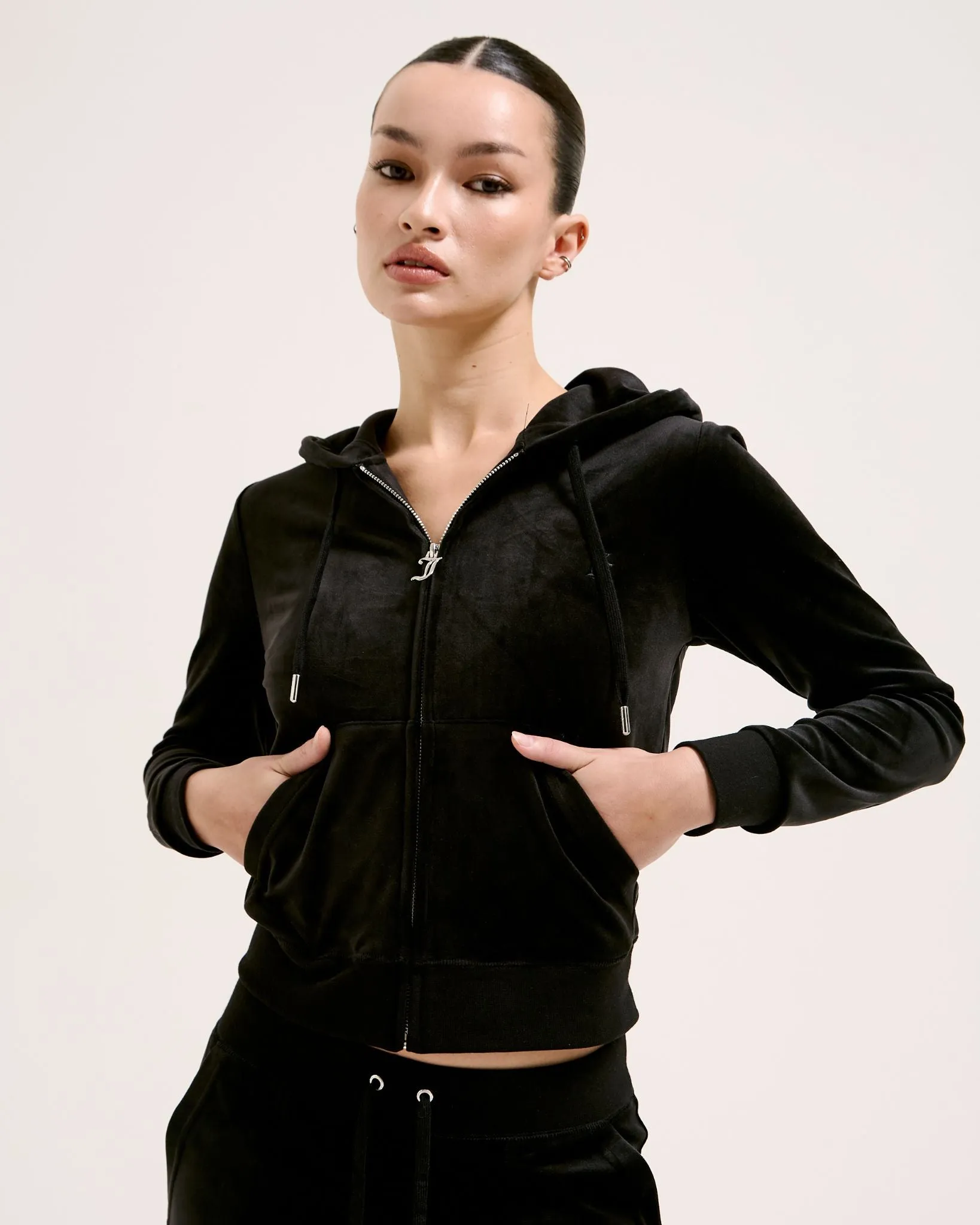Classic Velour Robertson Zip Hoodie Black