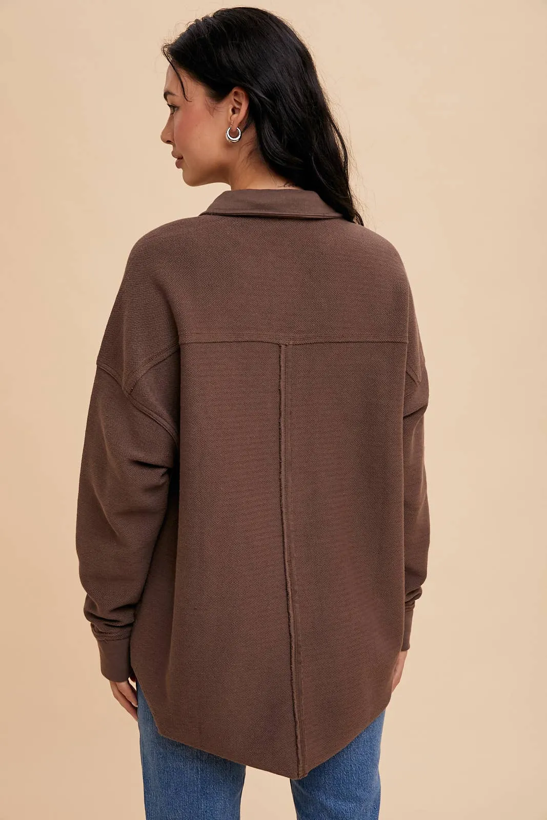 Collared Button Front Sweatshirt