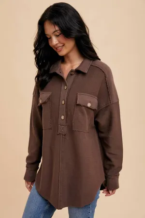 Collared Button Front Sweatshirt