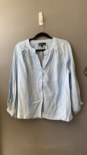 Collarless Button Front Blouse