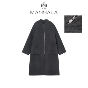 Collarless Wool Coat