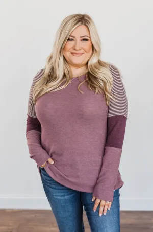 Compliment Me Striped Color Block Top- Dark Lavender