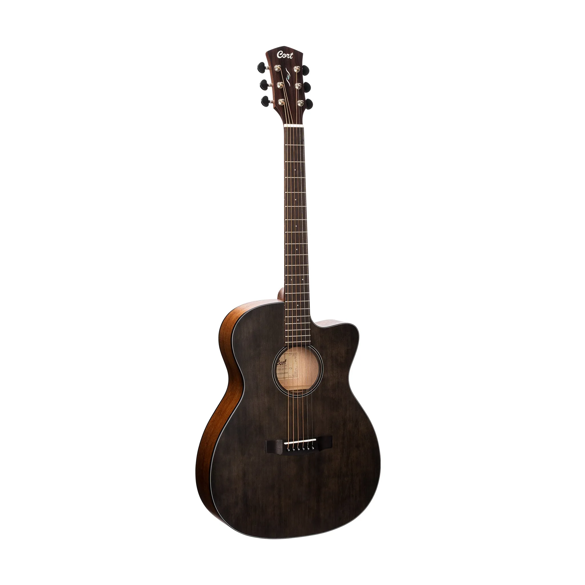 Cort Core-OC Spruce Acoustic Guitar w/Deluxe Soft Case, Open Pore Trans Black