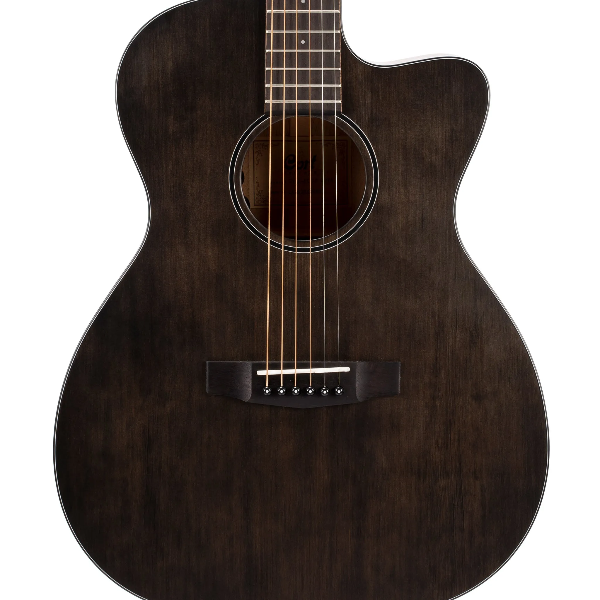 Cort Core-OC Spruce Acoustic Guitar w/Deluxe Soft Case, Open Pore Trans Black