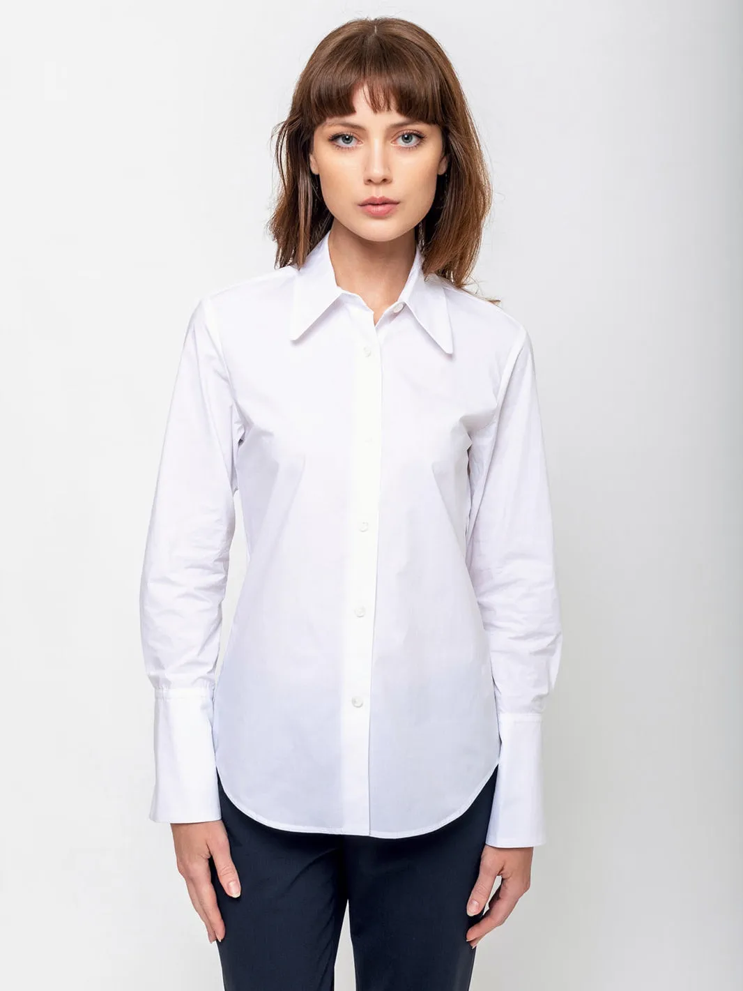 Cotton Button Front Shirt - White
