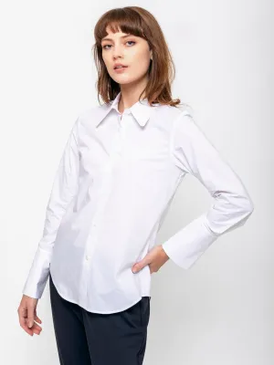 Cotton Button Front Shirt - White
