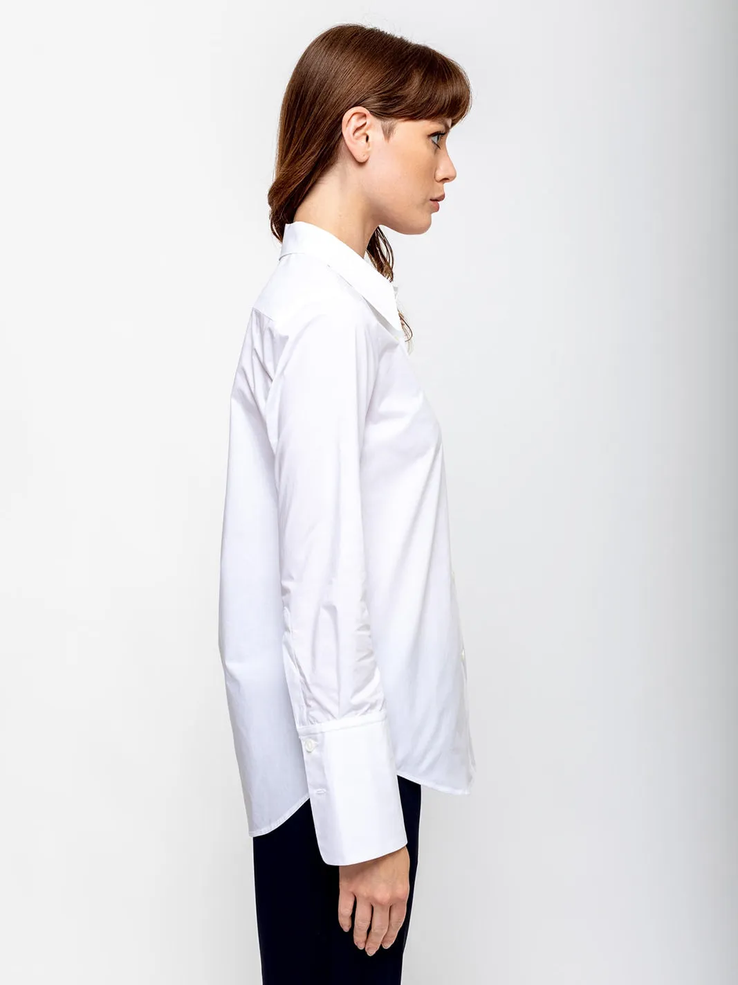 Cotton Button Front Shirt - White