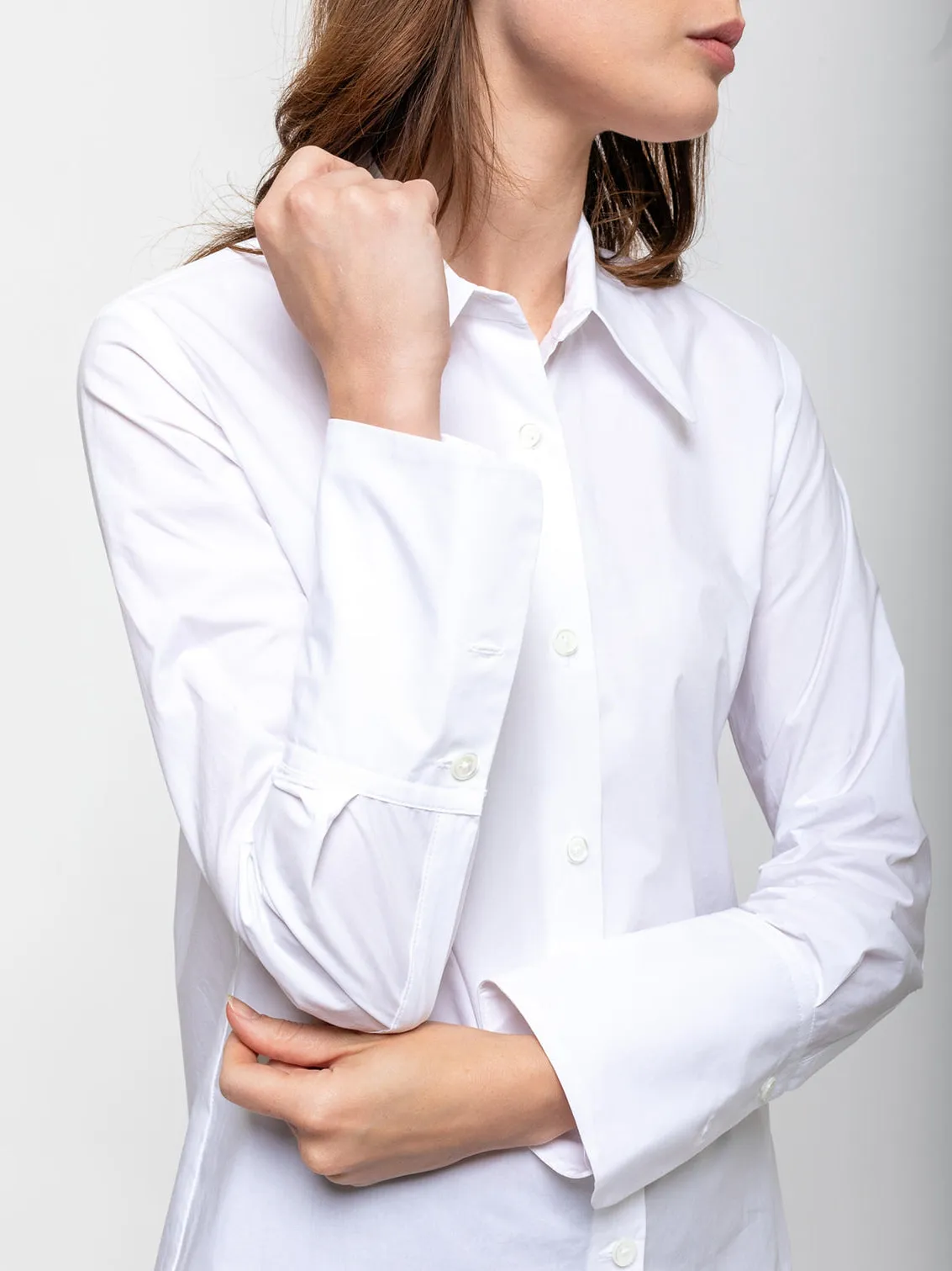 Cotton Button Front Shirt - White