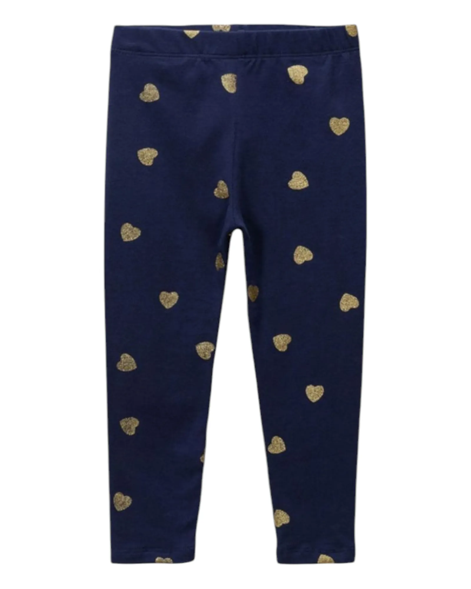 Cotton Leggings with Golden Heart Pattern