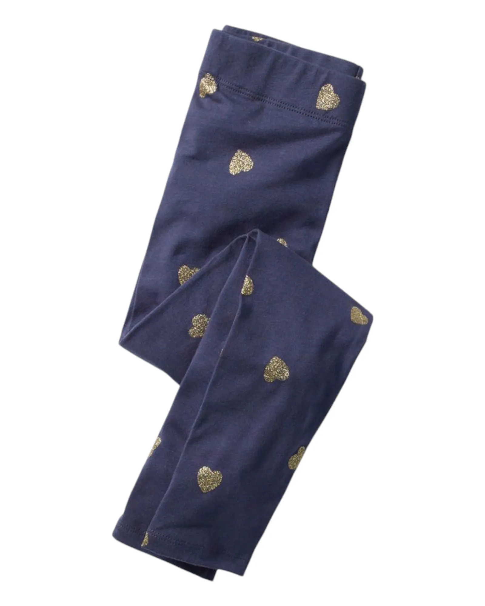 Cotton Leggings with Golden Heart Pattern