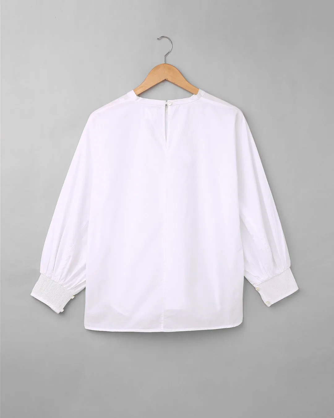 Cotton Pleated Cuff Blouse