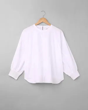 Cotton Pleated Cuff Blouse