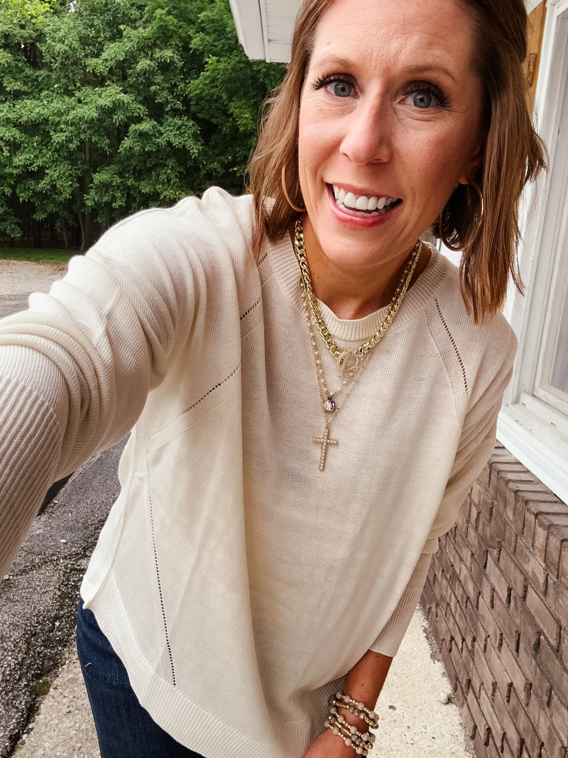 Cream Button Back Sweater