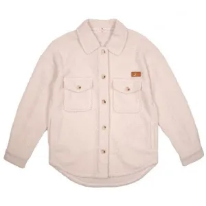 Cream Fuzzy Button Front Shacket