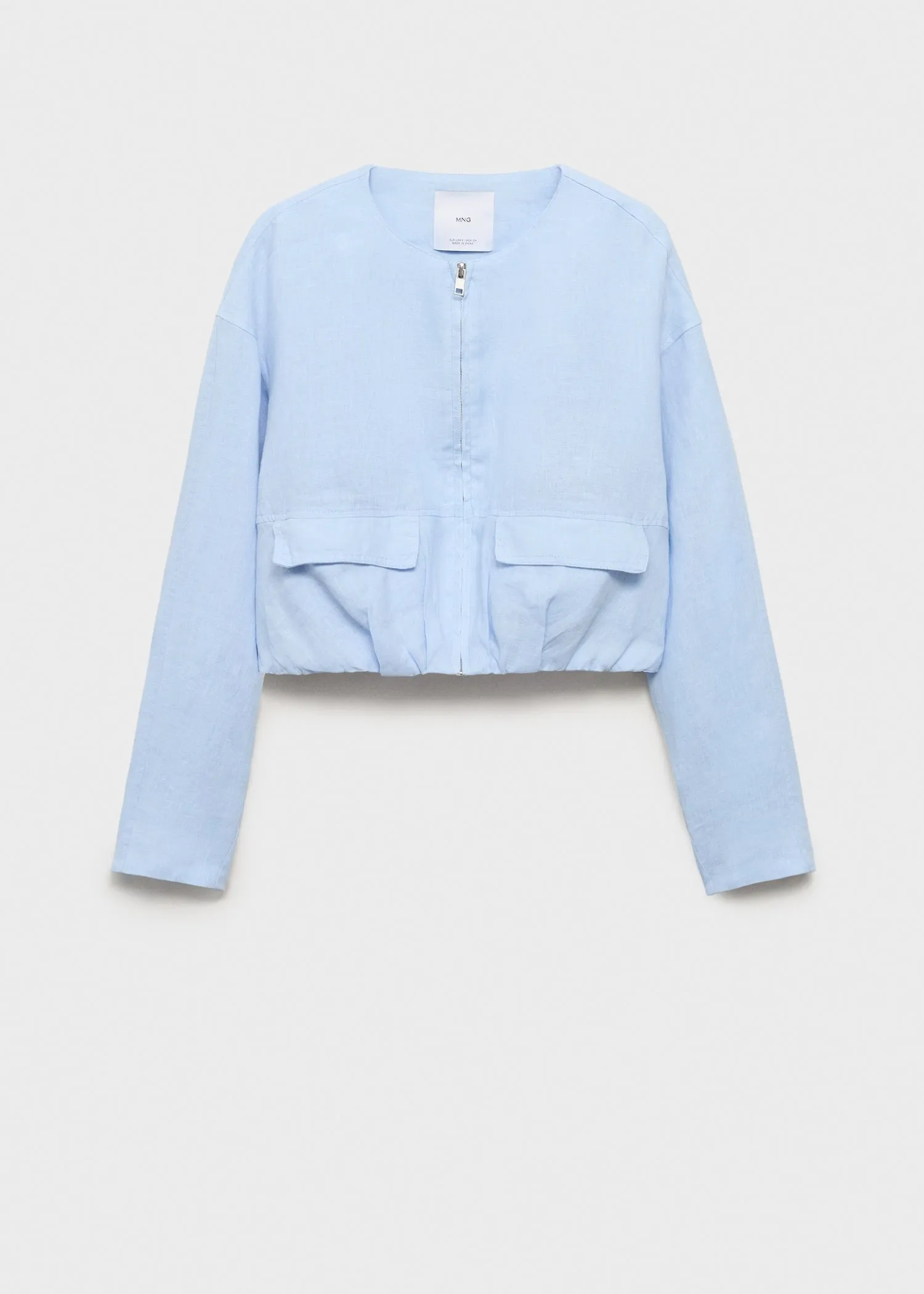 Cropped linen jacket with pockets