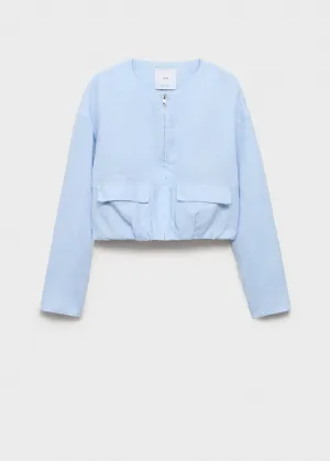Cropped linen jacket with pockets