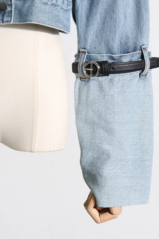 Cropped long-sleeved denim jacket