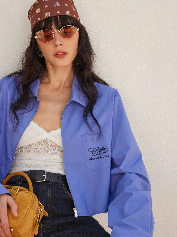 Cropped Zip-Front Shirt Jacket