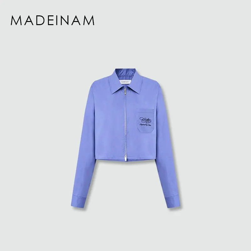 Cropped Zip-Front Shirt Jacket