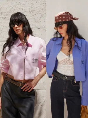 Cropped Zip-Front Shirt Jacket