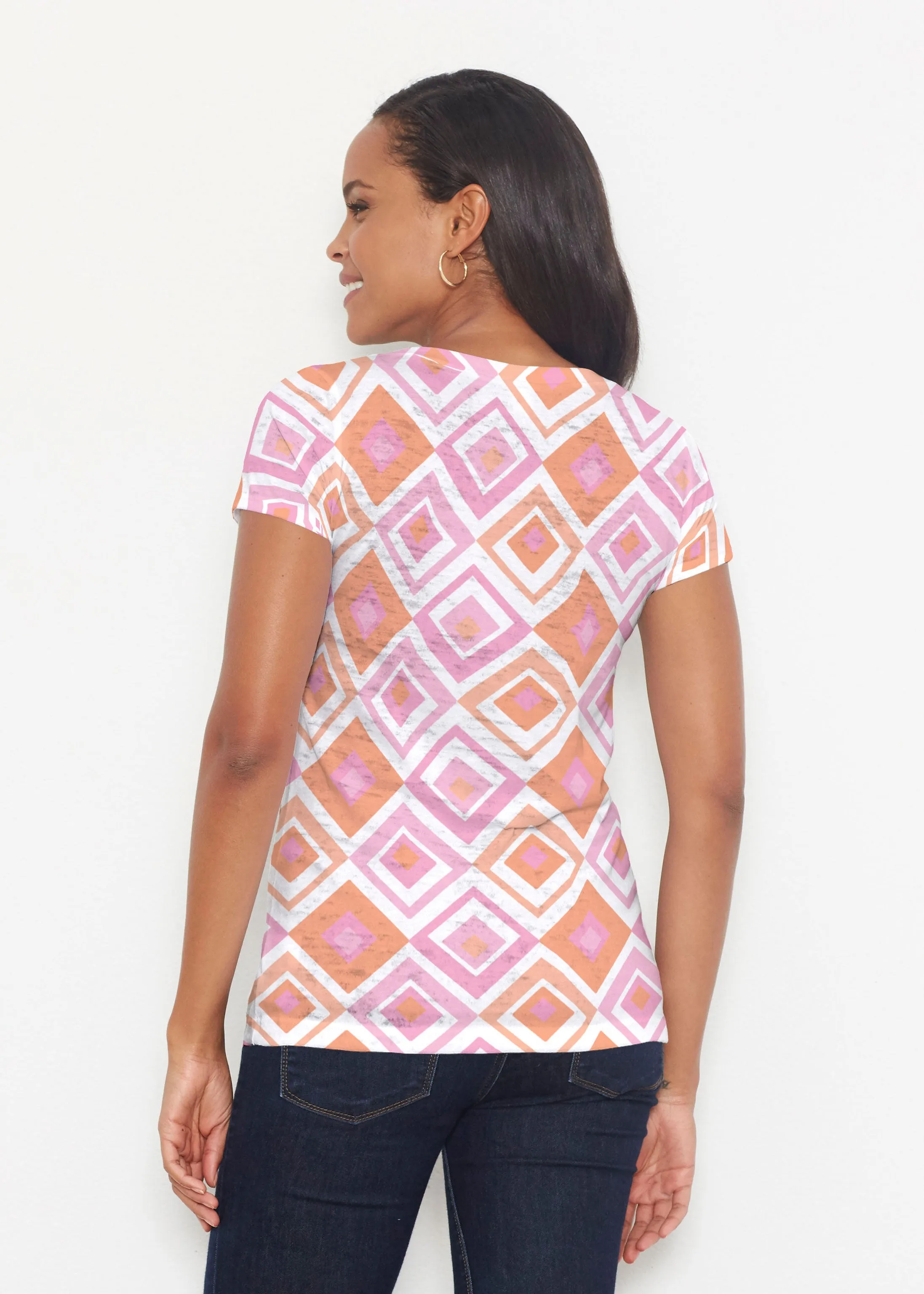 Cubed Pink (7809) ~ Signature Short Sleeve Scoop Shirt