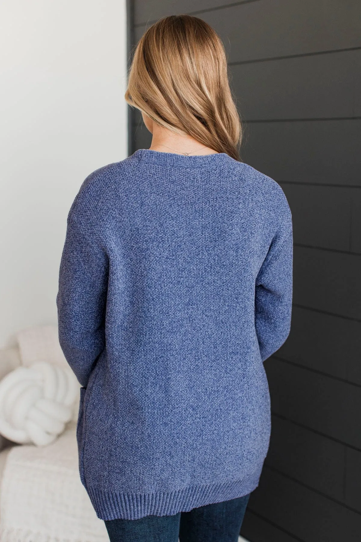 Cuddle Up To You Knit Cardigan- Dark Periwinkle