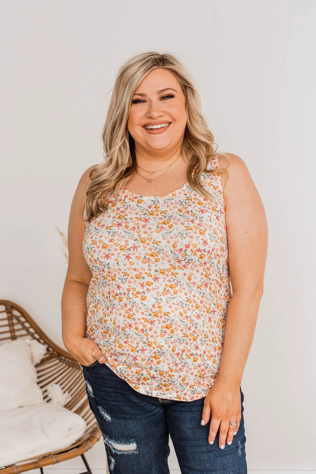 Dandelion Wishes Floral Tank- Ivory
