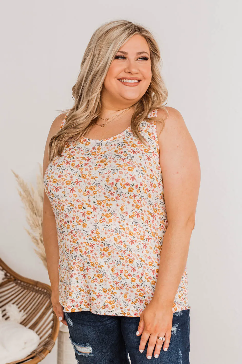 Dandelion Wishes Floral Tank- Ivory