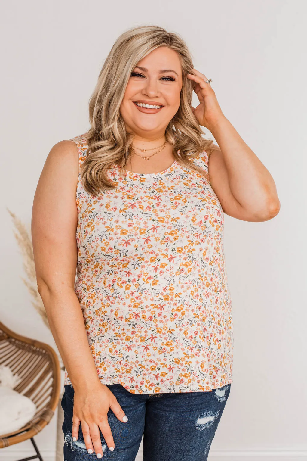 Dandelion Wishes Floral Tank- Ivory