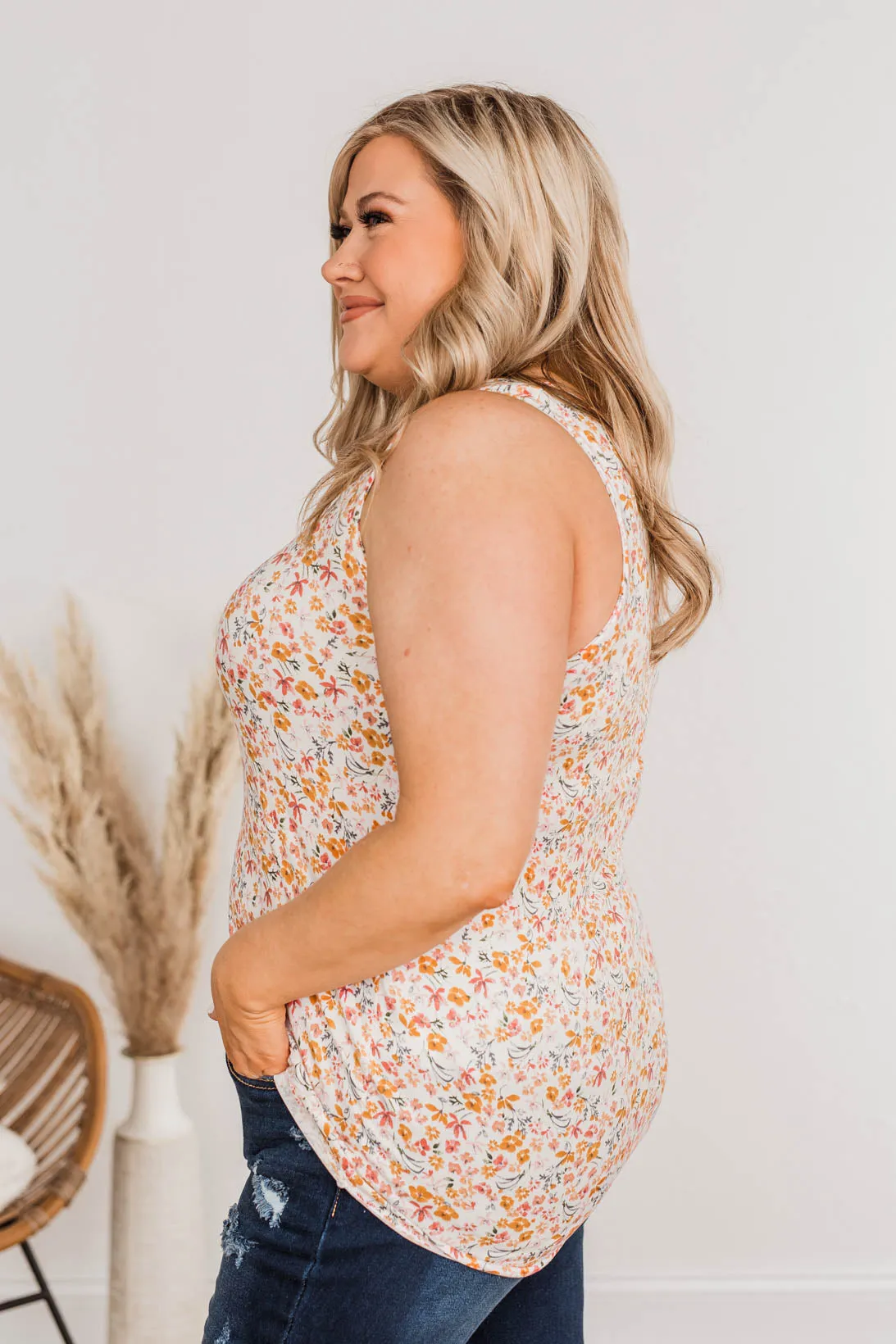 Dandelion Wishes Floral Tank- Ivory