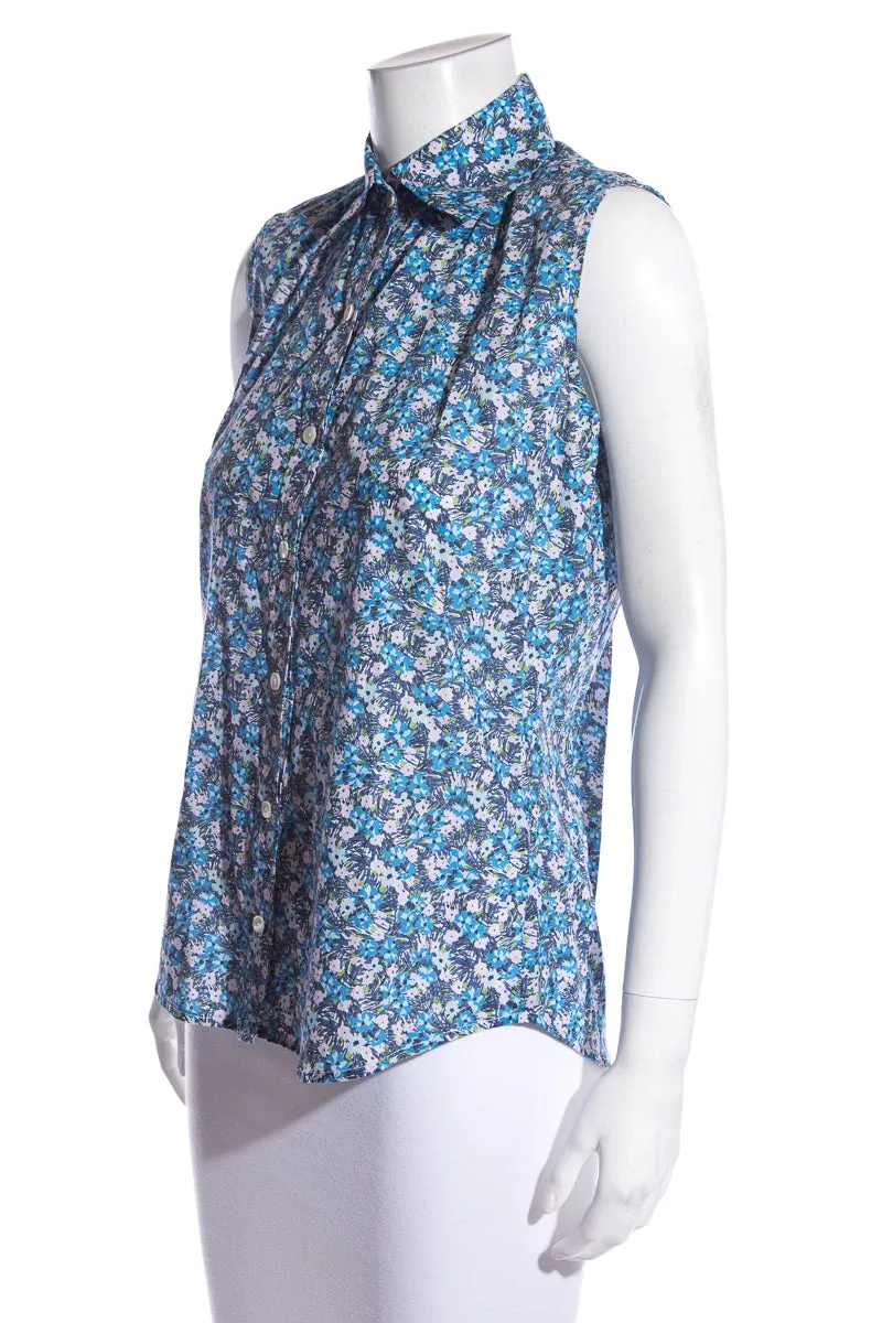 Daniela Corte Blue Floral Blouse SZ 40