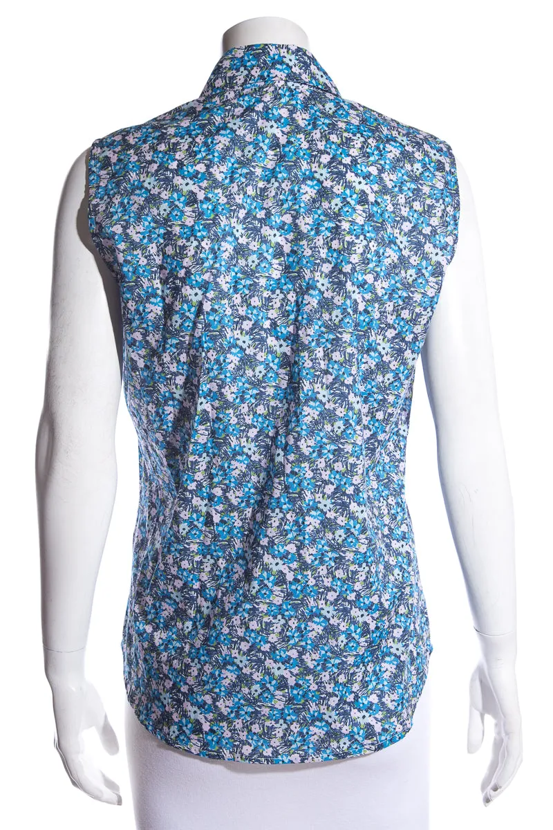 Daniela Corte Blue Floral Blouse SZ 40