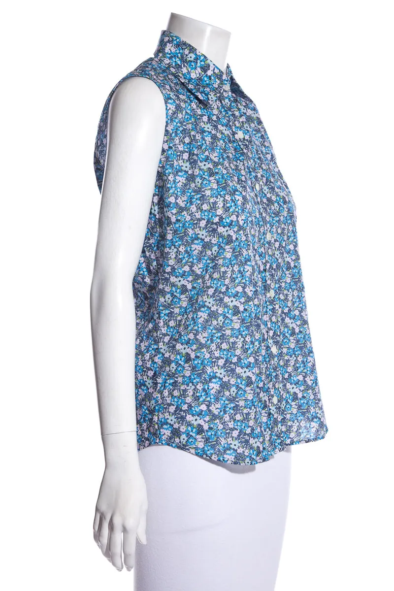 Daniela Corte Blue Floral Blouse SZ 40