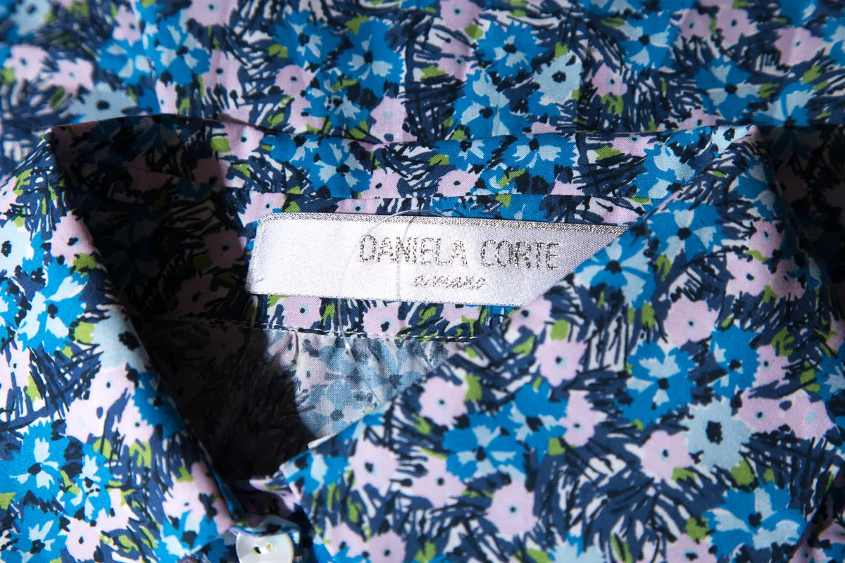 Daniela Corte Blue Floral Blouse SZ 40