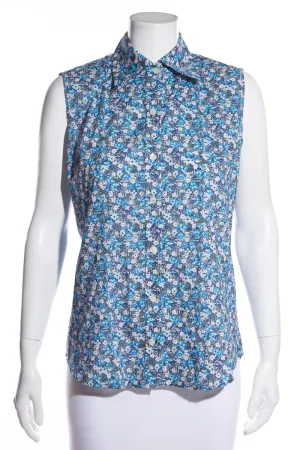 Daniela Corte Blue Floral Blouse SZ 40