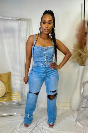 DENIM STONE BUSTIER