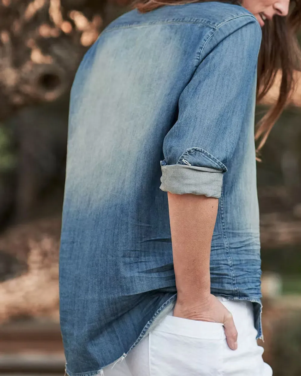 Distressed Vintage Wash Eileen Button Up Shirt