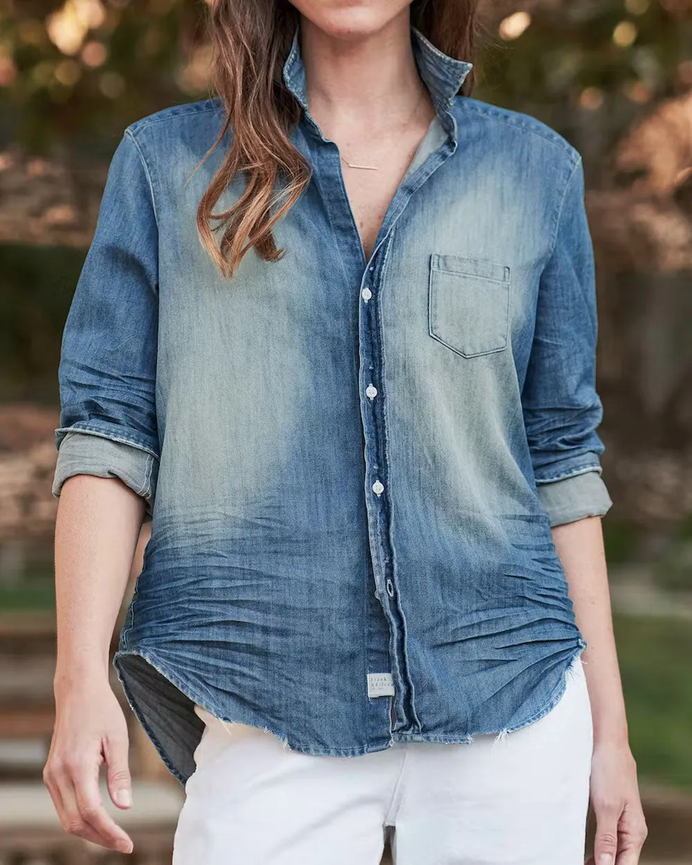 Distressed Vintage Wash Eileen Button Up Shirt
