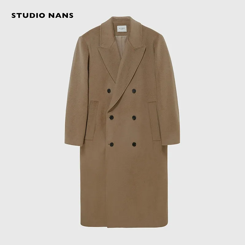 Double-Breasted Herringbone Coat