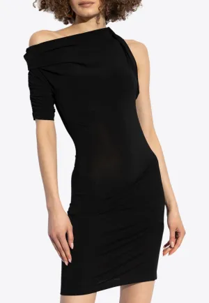 Drapeado Asymmetric Mini Dress