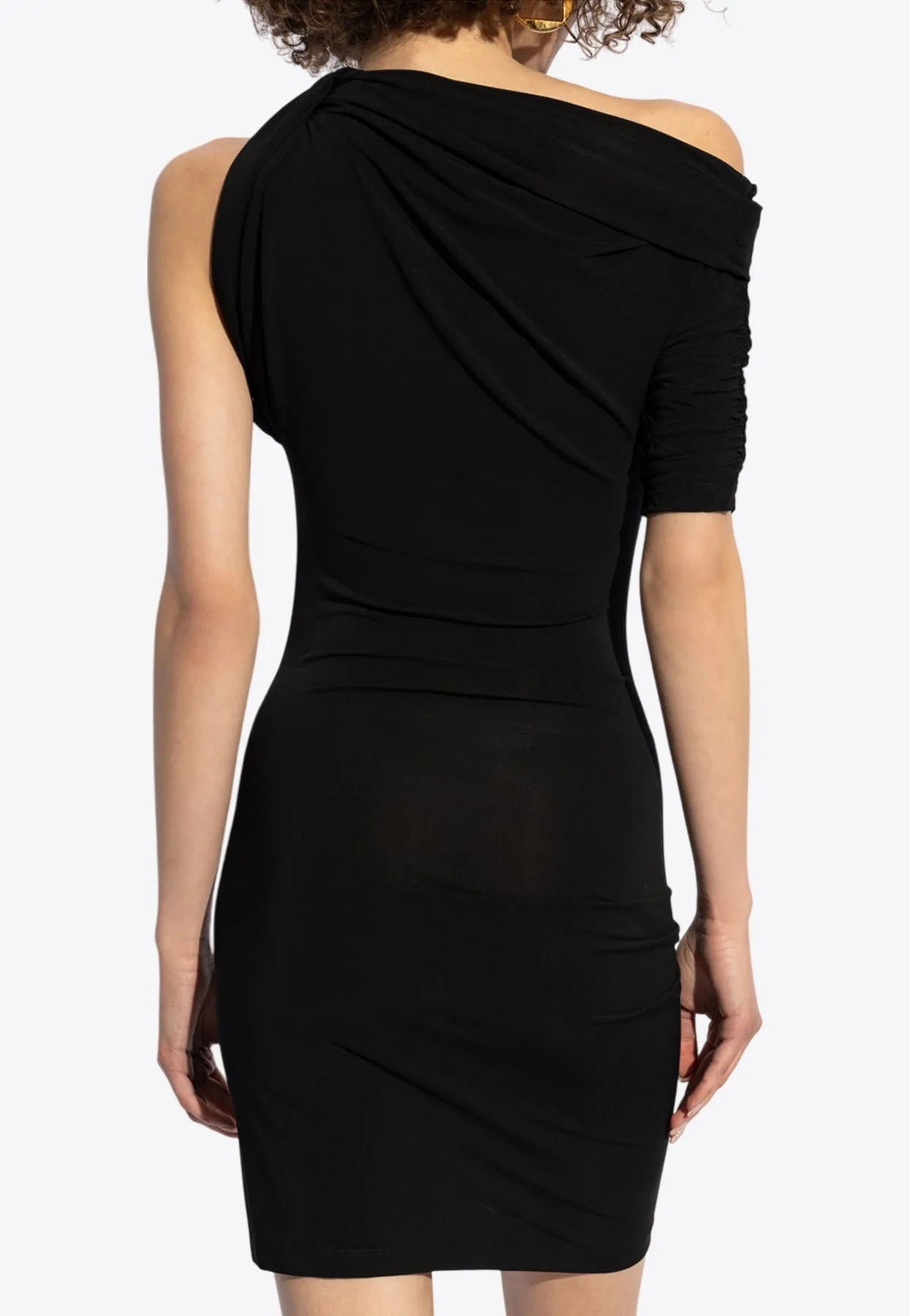 Drapeado Asymmetric Mini Dress