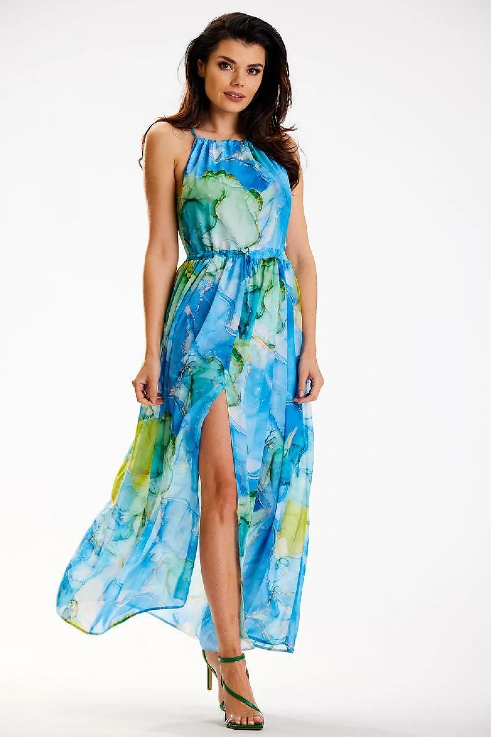 Draped Adjustable Chiffon Dress