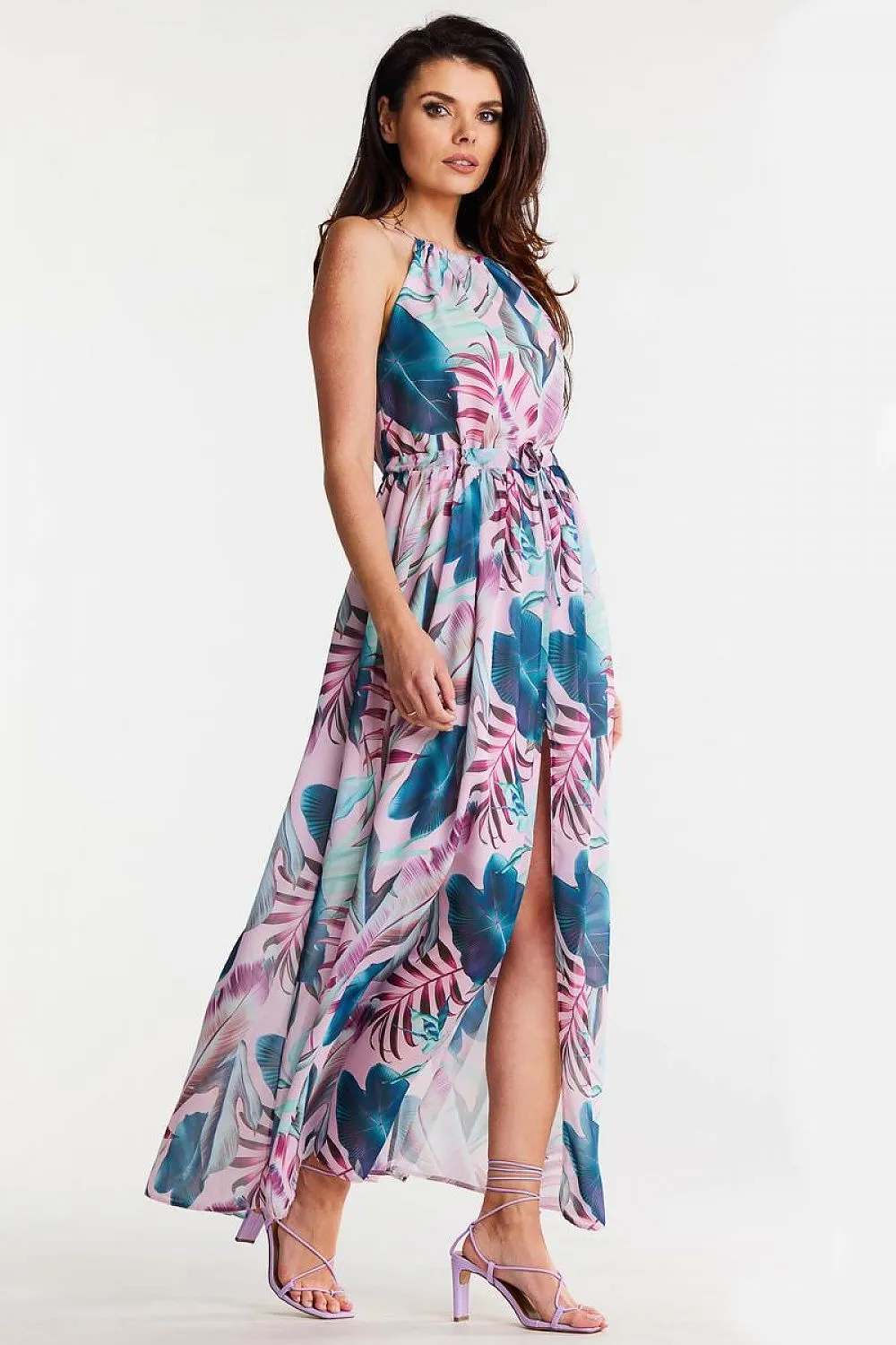 Draped Adjustable Chiffon Dress