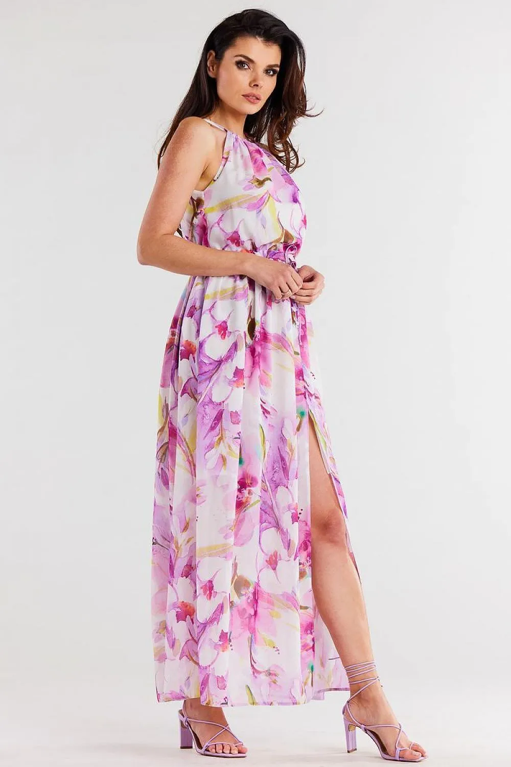 Draped Adjustable Chiffon Dress