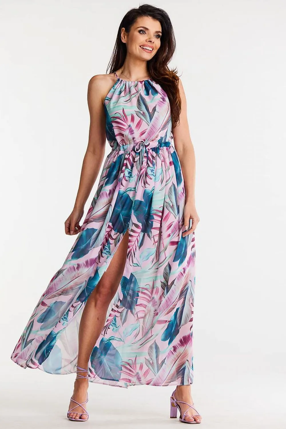 Draped Adjustable Chiffon Dress