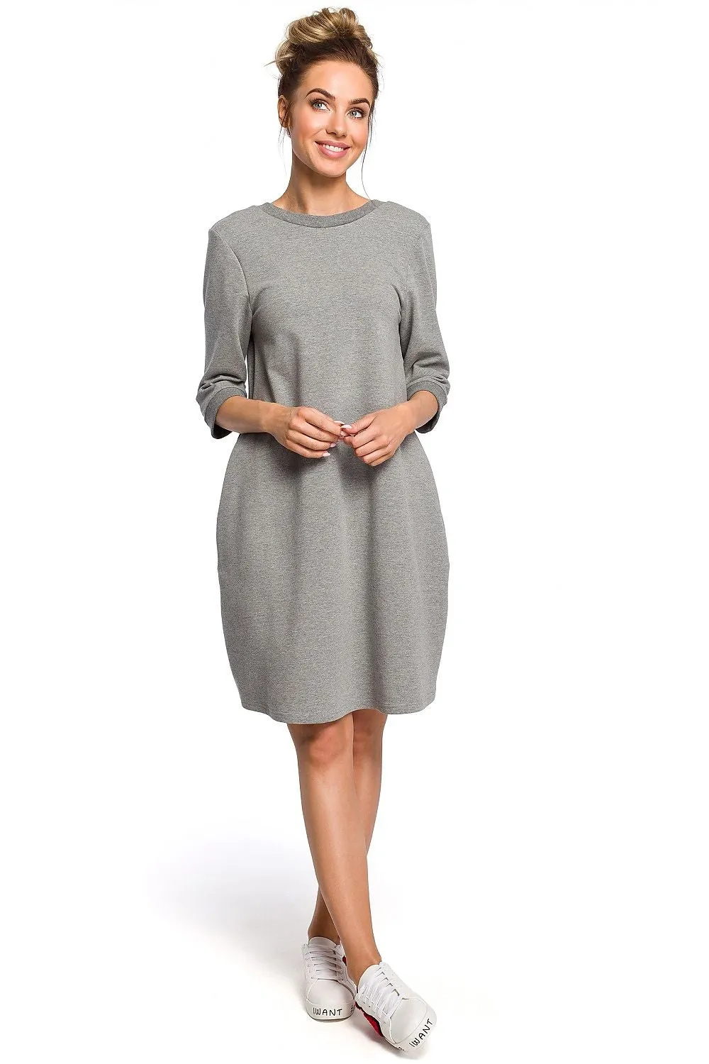 Draped Back-Neck Loose Fit Dress