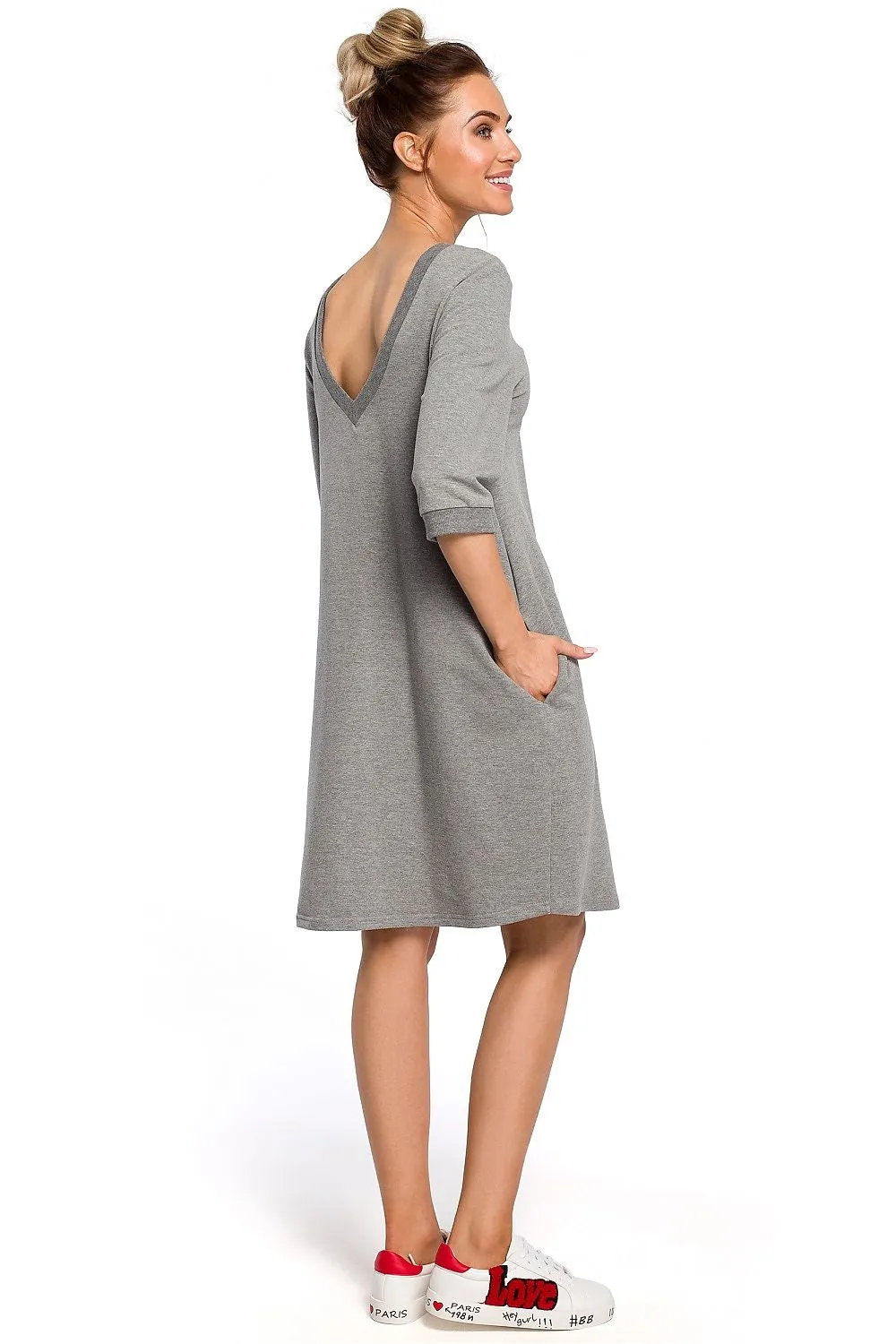 Draped Back-Neck Loose Fit Dress