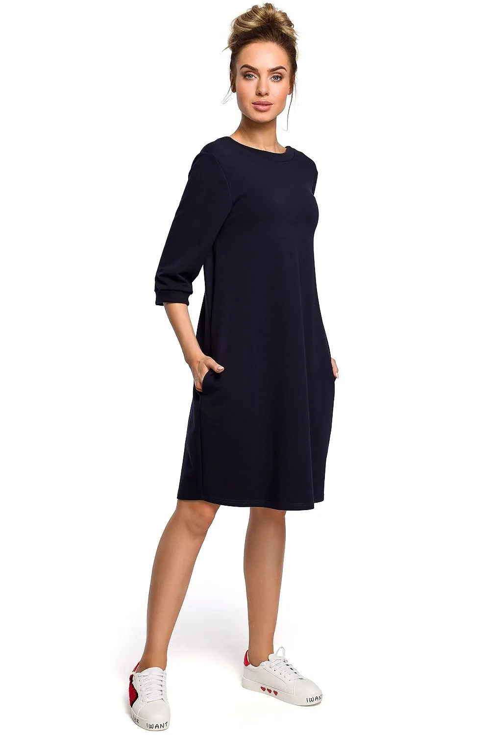 Draped Back-Neck Loose Fit Dress