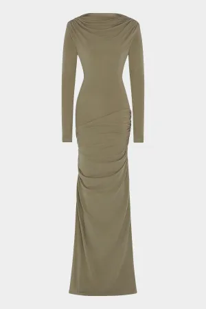 Draped Dress in Khaki