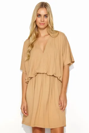 Draped Heart Neckline Drawstring Dress